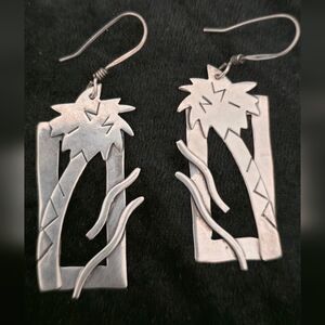 Vintage Sterling Silver Palm Tree Earrings